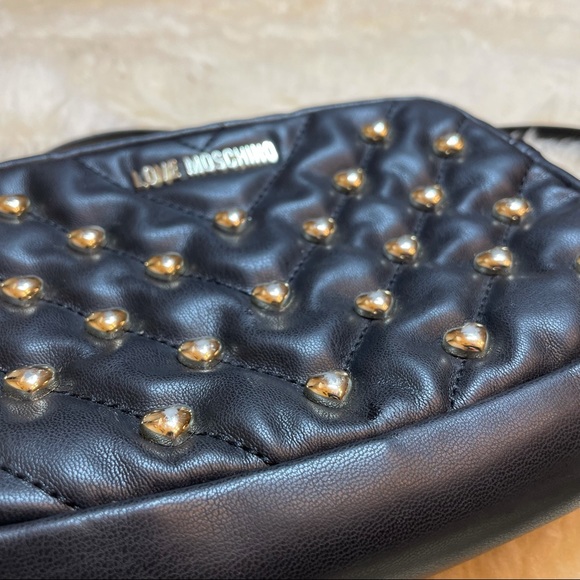 Love Moschino Black Heart Studded Crossbody Bag - Picture 3 of 10